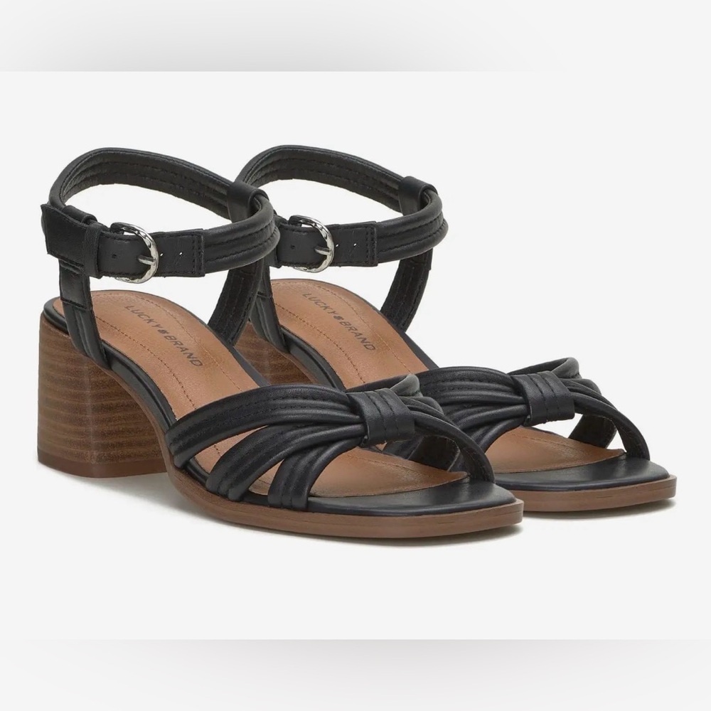 Lucky Brand Women's Jolenne Adjustable Strap Block Heel Black Sandals Size 8.5